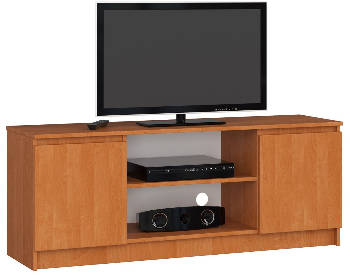 Mueble de tv akord aliso 140 cm 2 puertas frente en color aliso 2 estantes 140x40x55 cm