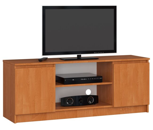 Mueble de tv akord aliso 140 cm 2 puertas frente en color aliso 2 estantes 140x40x55 cm