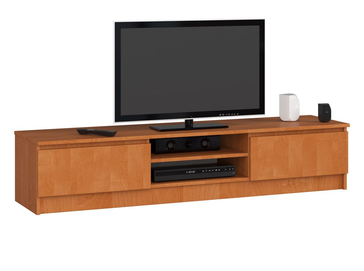 mueble de tv akord aliso 160 cm 2 puertas frente en color aliso 2 estantes 160x40x33 cm