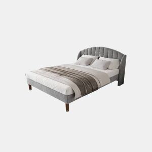 Cama de casal de veludo 160x200cm,cinzento
