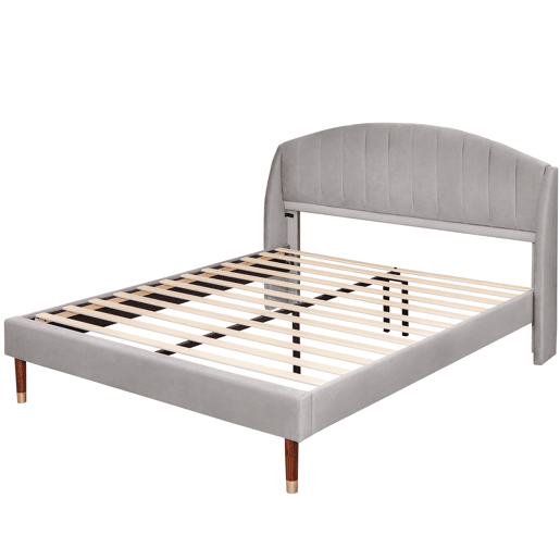 Cama de casal de veludo 160x200cm,cinzento Cama de casal de veludo 160x200cm,cinzento
