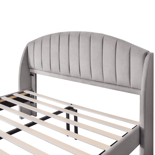 Cama de casal de veludo 160x200cm,cinzento Cama de casal de veludo 160x200cm,cinzento