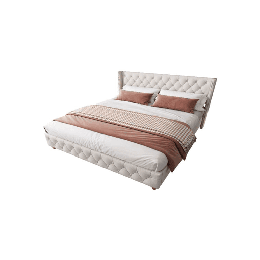 Cama de casal de linho 180x200cm,bege
