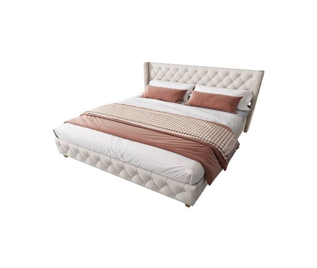 Cama de matrimonio de lino 180x200cm,beige