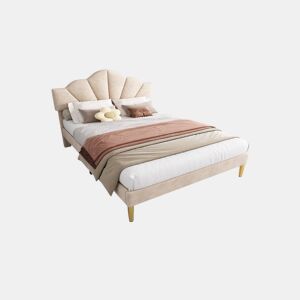 Cama de casal de veludo 140x200cm,bege