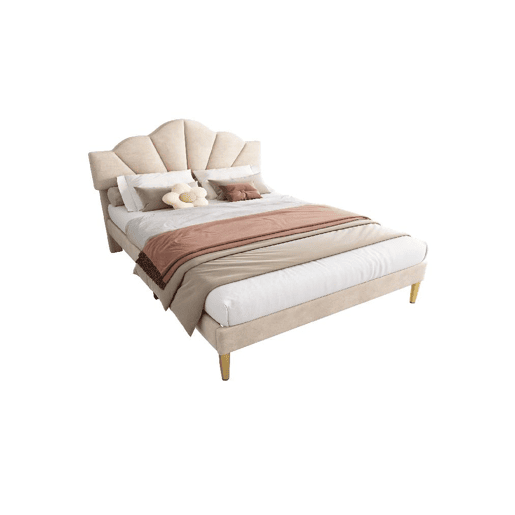 Cama de casal de veludo 140x190cm,bege