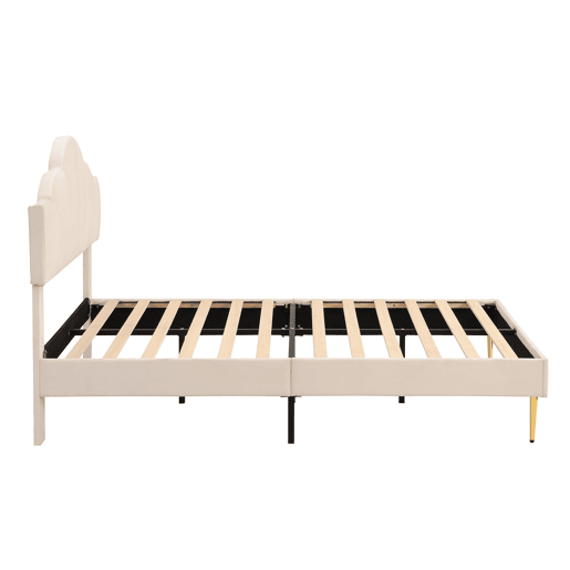 Cama de casal de veludo 140x190cm,bege