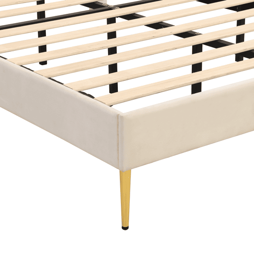 Cama de casal de veludo 140x190cm,bege