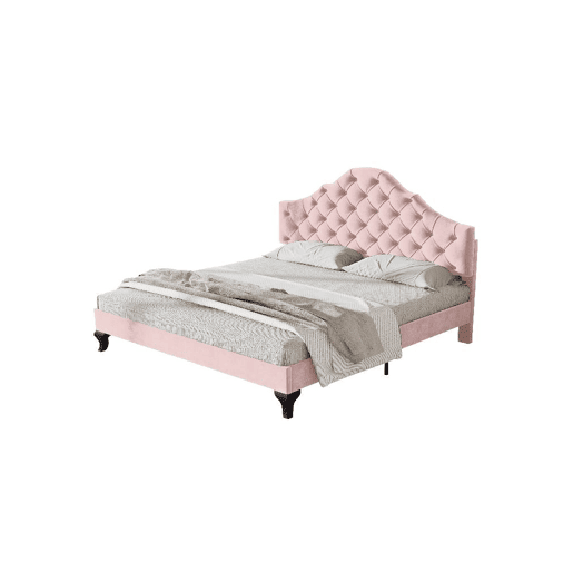 Cama de casal de veludo 140x200cm,rosa