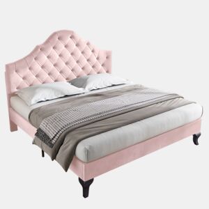 Cama de casal de veludo 140x200cm,rosa
