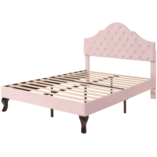Cama de casal de veludo 140x200cm,rosa