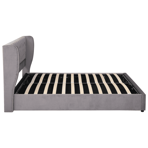 Cama de casal de veludo 180x200cm com armazenamento,cinzento