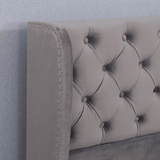 Cama de casal de veludo 180x200cm com armazenamento,cinzento