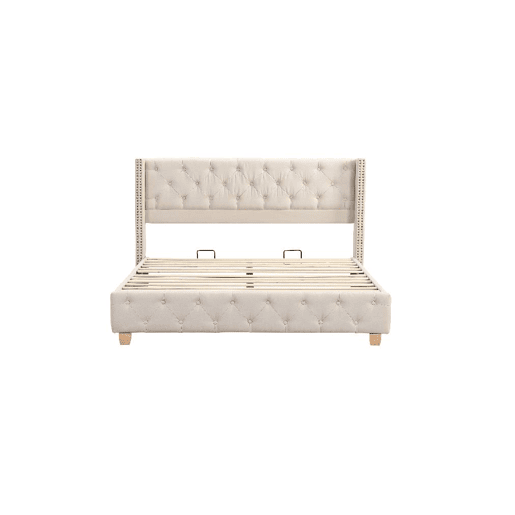 Cama de casal de linho 140x190cm,bege
