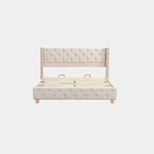 Cama de casal de linho 140x190cm,bege
