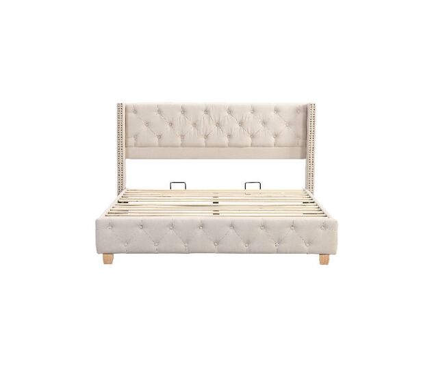 Cama de matrimonio de lino 140x190cm,beige