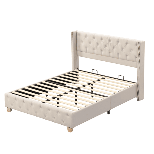 Cama de casal de linho 140x190cm,bege