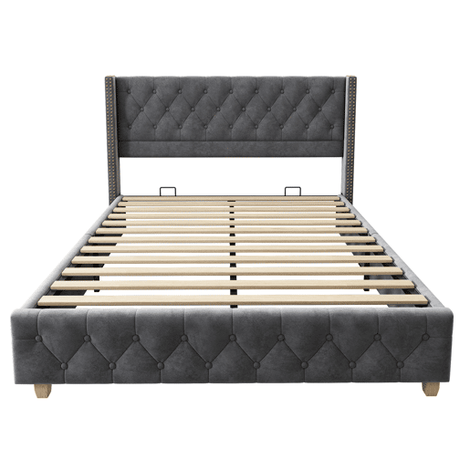Cama de casal de veludo 160x200cm,cinzento Cama de casal de veludo 160x200cm,cinzento