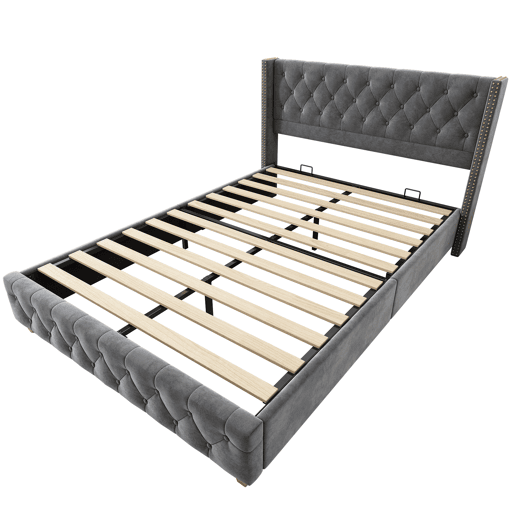 Cama de casal de veludo 160x200cm,cinzento Cama de casal de veludo 160x200cm,cinzento