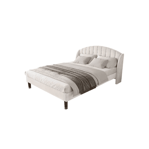 Cama de casal de veludo 160x200cm,bege