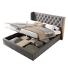 Cama de casal de veludo 160x200cm com armazenamento,cinzento