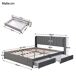Cama de matrimonio de terciopelo con 2 cajónes 166x207 Cama de matrimonio de terciopelo con 2 cajónes 166x207 Gris