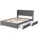 Cama de matrimonio de terciopelo con 2 cajónes 166x207 Cama de matrimonio de terciopelo con 2 cajónes 166x207 Gris