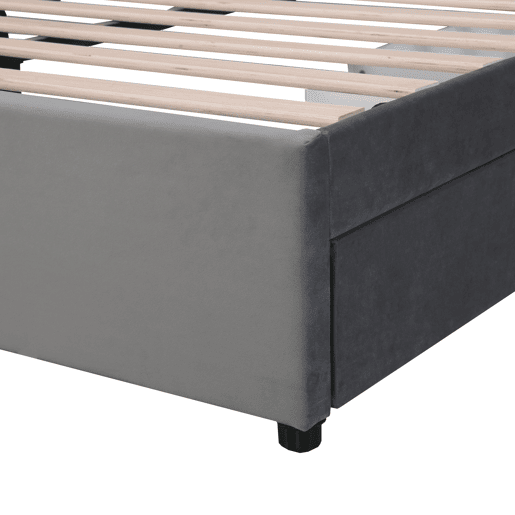 Cama de casal de veludo 160x200cm com 2 gavetas,cinzento
