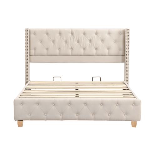 Cama de casal de linho 160x200cm,bege