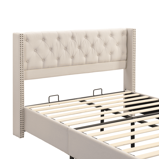 Cama de casal de linho 160x200cm,bege