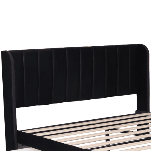 Cama de casal de veludo 140x200cm com 2 gavetas,preto