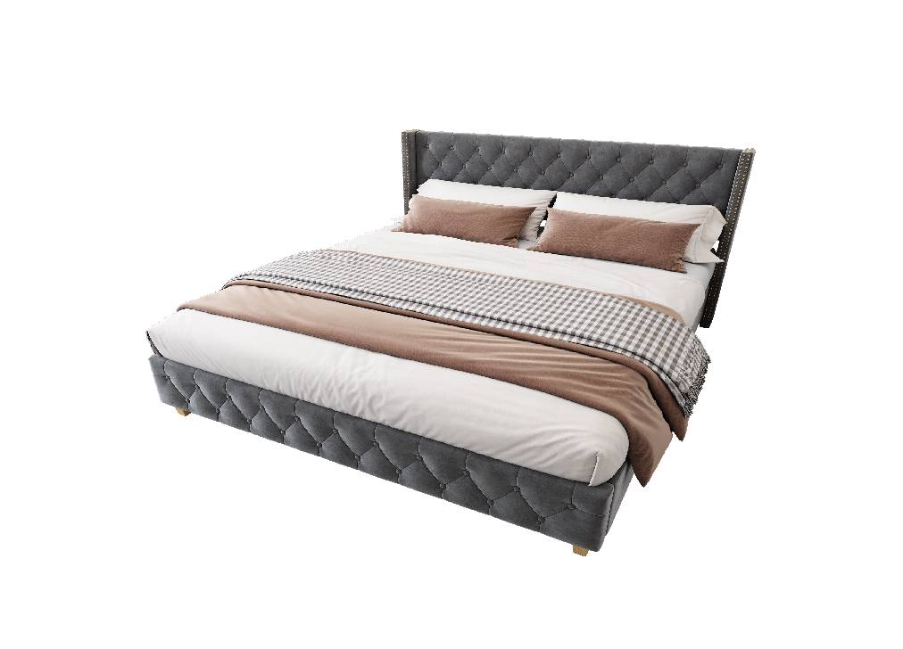 Cama de matrimonio de terciopelo 189x205