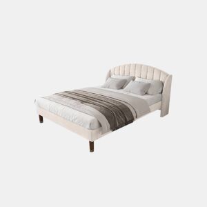 Cama de casal de veludo 140x190cm,bege