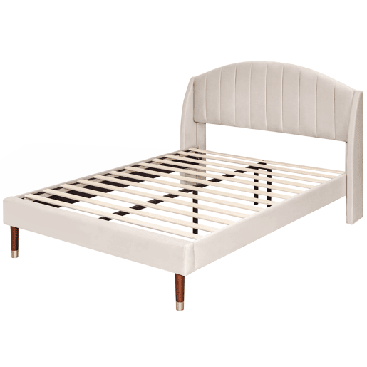 Cama de casal de veludo 140x190cm,bege