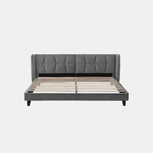 Cama de casal de veludo 180x200cm,cinzento