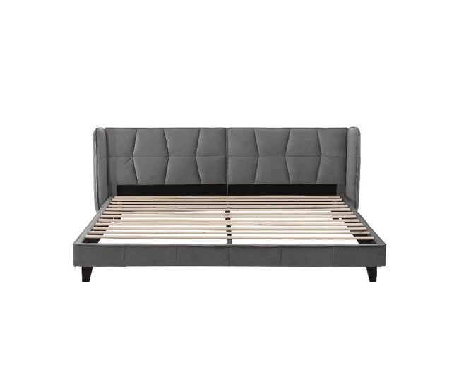 Cama de matrimonio de terciopelo 180x200cm,gris