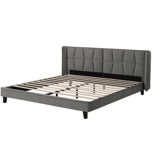 Cama de casal de veludo 180x200cm,cinzento