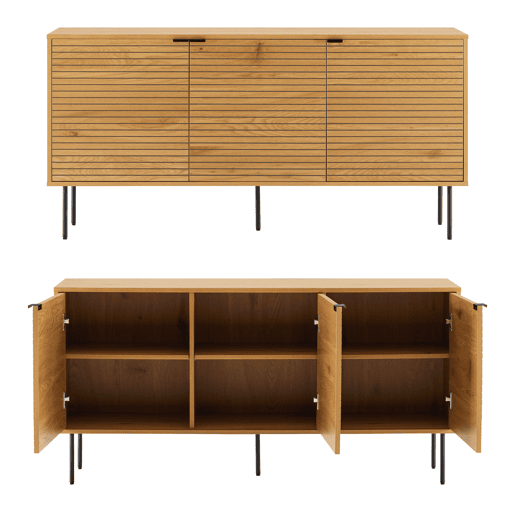 Aparador de madera de 3 puertas 150cm STINNA Aparador de madera de 3 puertas 150cm STINNA