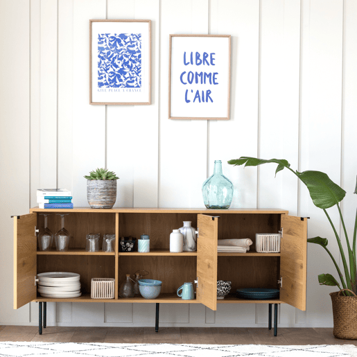 Aparador de madera de 3 puertas 150cm STINNA Aparador de madera de 3 puertas 150cm STINNA
