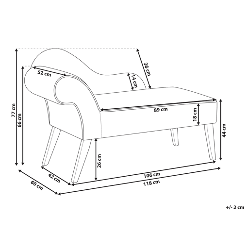 Beliani Chaise longue à esquerda Poliéster BIARRITZ