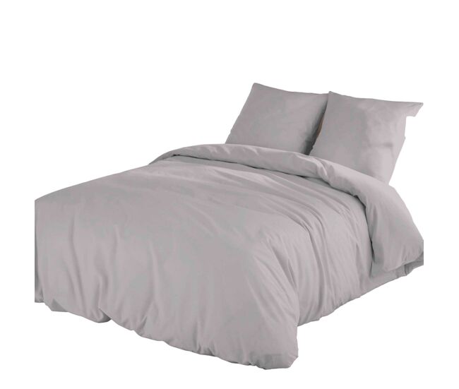 Icehome - funda nórdica lisa 2 piezas cama 135 - microfibra poliéster - fabricado en españa - gris claro