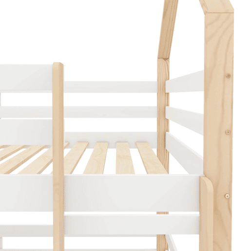 Beliche,cama-casa de madeira de pinho 90x200cm com 2 gavetas,branco+natural Beliche,cama-casa de madeira de pinho 90x200cm com 2 gavetas,branco+natural