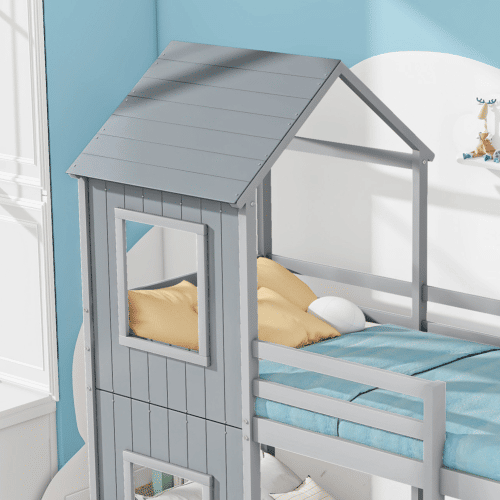Beliche,cama-casa de madeira de pinho 90x200cm,gris Beliche,cama-casa de madeira de pinho 90x200cm,gris