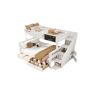 Beliche triplo de madeira de pinho 90x200(140x200)cm com 2 gavetas,branco