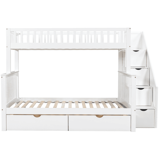 Beliche triplo de madeira de pinho 90x200(140x200)cm com 2 gavetas,branco Beliche triplo de madeira de pinho 90x200(140x200)cm com 2 gavetas,branco
