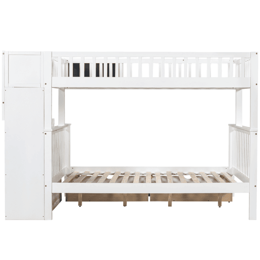 Beliche triplo de madeira de pinho 90x200(140x200)cm com 2 gavetas,branco Beliche triplo de madeira de pinho 90x200(140x200)cm com 2 gavetas,branco