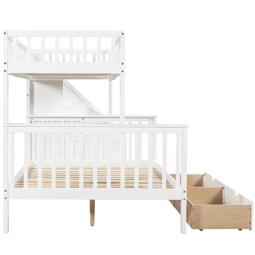 Beliche triplo de madeira de pinho 90x200(140x200)cm com 2 gavetas,branco Beliche triplo de madeira de pinho 90x200(140x200)cm com 2 gavetas,branco