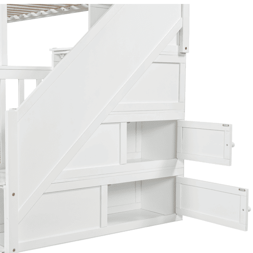 Beliche triplo de madeira de pinho 90x200(140x200)cm com 2 gavetas,branco Beliche triplo de madeira de pinho 90x200(140x200)cm com 2 gavetas,branco