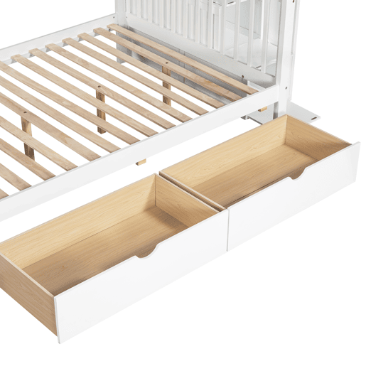 Beliche triplo de madeira de pinho 90x200(140x200)cm com 2 gavetas,branco Beliche triplo de madeira de pinho 90x200(140x200)cm com 2 gavetas,branco