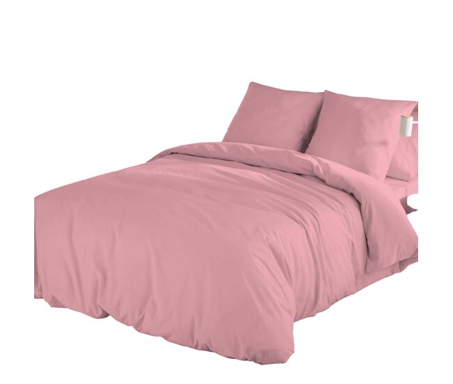 Icehome - funda nórdica lisa 3 piezas cama 180 - microfibra poliéster - fabricado en españa - rosa viejo